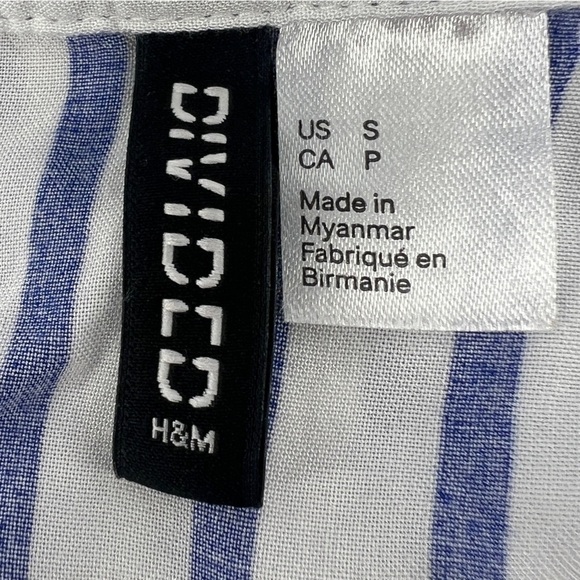 H&M Divided Blue White Striped Collared Long Sleeve Blouse Size Small Women's - Picture 2 of 6
